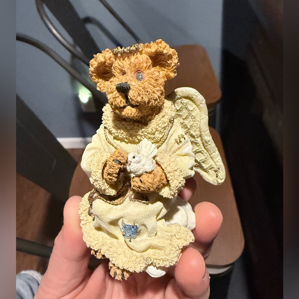 Vintage Cherished Bear Angel Figurine - Yellow